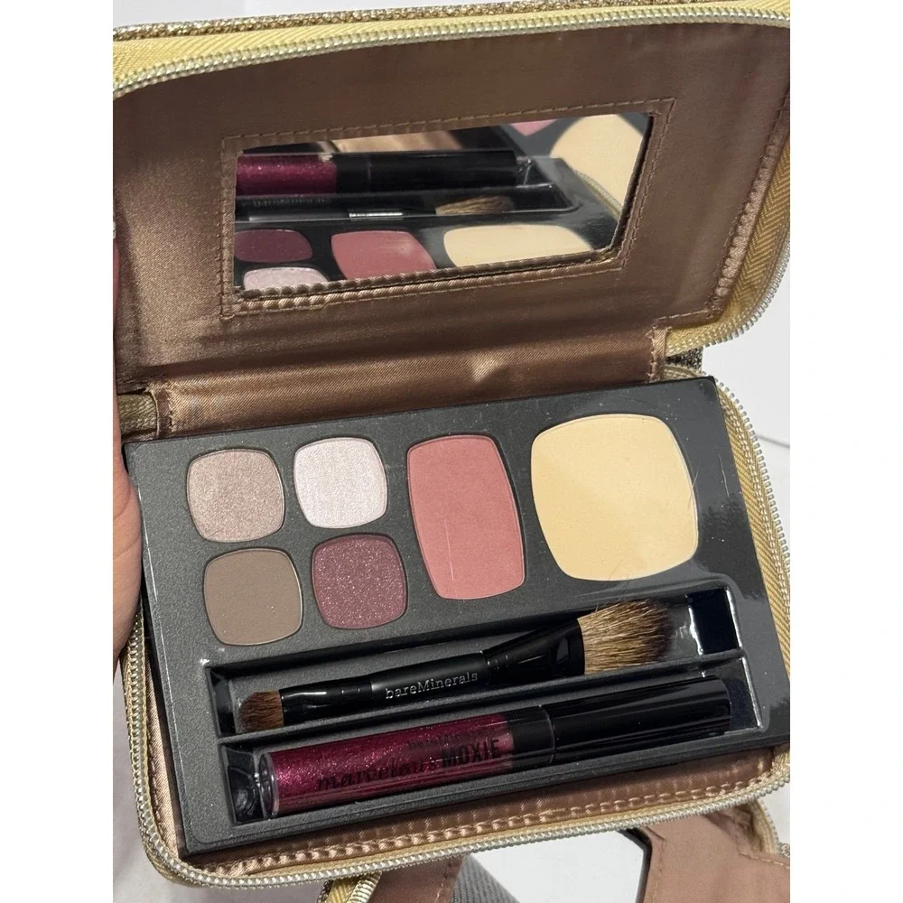 BareMinerals Glitz & Glam Makeup Palette with Brush and Bag bundle NEW